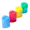 4 Pack Colored Pencil Sharpeners with Lid - Dual Hole Handheld Sharpener for Adults, Perfect for School, Class, Home & Office Use Triangle