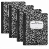 4 Pack Composition Notebooks Wide Ruled, Marble Cover School Notebook, 100 Sheets Writing Journal for Students Office and Home