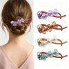 4 Pack Floral Pearl Hair Clip French Twist Barrette with Rhinestone