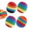 4 Pack Footbag Set, Hacky Style Knitted Kick Balls for Kids Adults Beginners, Durable Foot Bags for Juggling, Balance Training, Outdoor Games, Beach, Backyard, School, Party and Travel Activities