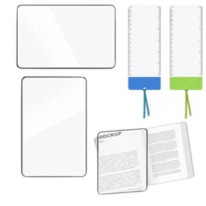 4 Pack Full Page Magnifier for Reading, Page Magnifying Glass for Books, Lightweight Bookmark Magnifier for Seniors & Low Vision, 3X 5X Flat Plastic Sheet
