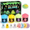 4 Pack Glow in the Dark Slime Kit for Kids, Soft Slow-Stretch Slime with Ghost Charms, Character Cards & Bottle Stickers, Sensory Fidget Toys, Halloween Party Favors Birthday Gifts Ages 3+