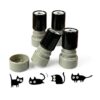 4 Pack Halloween Cat Self Inking Round Stamps with Black Ink, Cat Pattern Rubber Stamps for Scrapbooking Journal Cards Treat Bags Teacher Rewards
