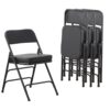 4 Pack Heavy Duty Padded Folding Chair Metal with Ultra Thick Cushion Black