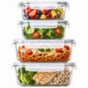 4 Pack Large Glass Food Storage Containers with Lids, 63 oz & 22 oz, Airtight & Leak-Proof Glass Meal Prep Containers for Family Meal Prep, Leftovers, Lunch, Microwave, Oven, Freezer, Dishwasher