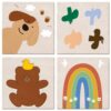 4 Pack Modular Felt Bulletin Board, 23.6" x 23.6" (60x60cm) Combined Self-Adhesive Pin Board, No Drill Cork Alternative for Kids Art Photos, Nursery Classroom Decor