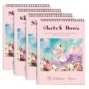 4 Pack Sketch Book, 9 x 12 Inch Sketchbook, 68lb/100gsm Top Spiral Bound Sketch Pad, Acid Free Art Supplies Drawing Painting Sketching Paper for Beginners, Artists (Pink)