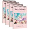 4 Pack Small Sketch Books, 5.5 x 8.5 Inch Mini Sketchbook, 68lb/100gsm Spiral Bound Small Sketch Pad, Acid Free Art Supplies Drawing Painting Sketchbook for Beginners, Artists (Pink)