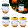4 Pack Solar Wasp Traps Outdoor Hanging: Reusable Yellow Jacket Traps with LED Light - Effective Carpenter Bee Catcher & Hornet Trap - Waterproof Wasp Deterrent for Garden & Yard (4)
