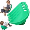 4 Packs Scoop Rocker Chairs Green, Portable Floor Seating for Classroom, Flexible Seating for Classroom Elementary, Plastic Wobble Reading Chair with Back Support, Fun Sensory Egg Chair with Handle