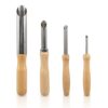 4 Pack Stainless Steel Circular Clay Hole Cutters, Wooden Handle Clay Tools for Drilling and Sculpture, Pottery Tools and Supplies(Silver)