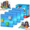 4PCS 4" x 4" Magnetic Building Block Base Plates for Kids, Strong Grip Magnetic blocks Base Compatible with Most Popular Magnetic Blocks & Cubes, STEM Educational Toys for Boys Girls Ages 3+ (Water）