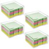 4 Pcs Acrylic Sticky Note Holders for Desk, with 4 Notepads, Square Transparent Post-it Note Holder Set, for Home, Office, School Organization, Clear Desktop Note Storage and Display