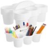 4 PCS Classroom Caddy Organizer, Desk Storage Bin with Handle, 6 Compartment Pencil and Stationery Organizer, Art Supply Caddy for Classroom, Office, Home, Kitchen