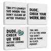 4PCs Classroom Decor Funny Canvas Wall Art Teacher Gifts Class Educational Framed Art Paintings Wall Decor Teacher Decor Artwork Office Indoor College Living Room Decor Decorations Posters Prints