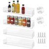 4 Pcs Clear Acrylic Spice Rack Wall Mount, Hanging Adhesive Spice Organizer for Kitchen Pantry, Space Saving Storage Shelves, Clear Design for Quick Viewing