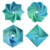 4PCS Fractal Hexagon 3D Printed Fidget Toys, Sensory Stress Relief, Holiday, Christmas & Birthday Gifts for Kids & Adults(Without Stick，3 inches-Bluegreen)