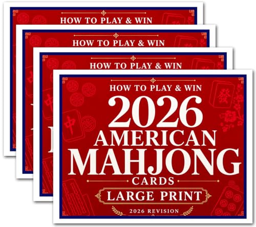 4 PCS Mah Jong Large Size Card 2026, Large Print American 2026 Mah Jongg Standard Hands & Rules Cards, Mah jong Cards Latest Revision, Easy-to-Read Reference Accessories for Beginners & Lovers