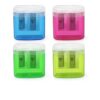 4pcs Pencil Sharpeners Small Manual Hole with Lid Sharpener Bulk Cute 4 Color for School Home