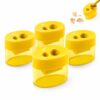 4 Pcs Pencil Sharpeners with Lid, 2026 Colored Dual Hole Pencil Sharpener (Yellow, Oval)