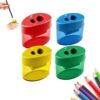4 Pcs Pencil Sharpeners with Lid, Dual Hole Compact Handheld