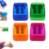 4 Pcs Pencil Sharpeners with Lid, Dual Holes Compact Colored Handheld Pencil Sharpener, Colored Handheld Sharpener