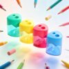 4 Pcs Pencil Sharpeners with Lid,New Dual Holes Compact Colored Handheld Pencil Sharpener,Mini Portable Sharpener Plastic Suitable for Crayons Pastel Colouring Liners Pencils, 4pcs Triangle