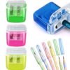4PCS Pencil Sharpeners with Lid & Pencil Toppers Handheld Dual Hole Manual Sharpeners for Colored Pencils Crayons Classroom Office Back to School Supplies (Style A (4PCS))