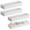 4 Pcs Plastic Drawer Organizers, White Cosmetic and Office Organizer Trays for Desk, Bathroom, Kitchen, and Office, Stackable Storage Boxes, Large Size, Easy Drawer Dividers and Countertop Storage