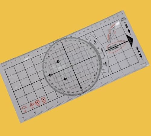 4 Pcs Plotter Protractor with Rotating Compass Dial and Plotter Ruler, Marine Navigation Tools Set for Boat Charting, Map Work, Nautical Education, Course Plotting, Bearings and Fix Reading