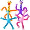 4 Pcs Pop Tubes Giraffe Travel Airplane Road Trip Car Activities Essential ,Telescopic Suction Cup Sensory Fidget Toys,Screen-Free Activity for Boy & Girl, Party Favors, Birthday Gifts, On the Go Toys