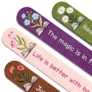 4 Pieces Embroidered Felt Bookmarks, Book Lover Gifts for Women Men