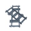 4 Piece Train, Track Plastic (RC Trains) Diagonal Cross Track (Leftward Crossing Track), Dark Gray, Compatible with Lego Parts Train, Track