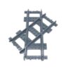 4 Piece Train, Track Plastic (RC Trains) Diagonal Cross Track (Right Crossing Track), Dark Gray, Compatible with Lego Parts Train, Track