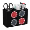 4 Poker Chips Casino Desk Organizer PU Leather Caddy Holder