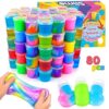 4 Textures - 80 Pack Slime Kit for Girls Boys, with Galaxy, Butter, Cloud, Clear Slime, Bulk DIY Putty Toys for Kids Party Favors, Sensory Stress Relief Birthday Gifts for Ages 4-8 8-12, Non-Stick