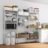 4 Tier Metal Wire Shelving Unit,Heavy Duty Garage Shelf Storage Rack,Standing Adjustable Display Stand,Industrial Kitchen Storage Rack,with Feet,for Home Office Pantry Garage Laundry (Silver-A)