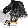 4x3 Name Badge Holder with Lanyard 50 Pack Name Tags with Clips for Badges Clear Badge Sleeve Vertical with Lanyard for ID Holders (Black)