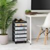 5-Drawer Rolling Storage Cart with Organizer Top, Black