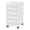 5-Drawer Rolling Storage Cart with Organizer Top, White