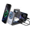 5-in-1 Foldable Wireless Charging Station, 15W Fast Charging Stand, with USB-A and Type-C Ports, Portable Travel Multi-Function Charging Base, for iPhone 12-17, Apple Watch, AirP