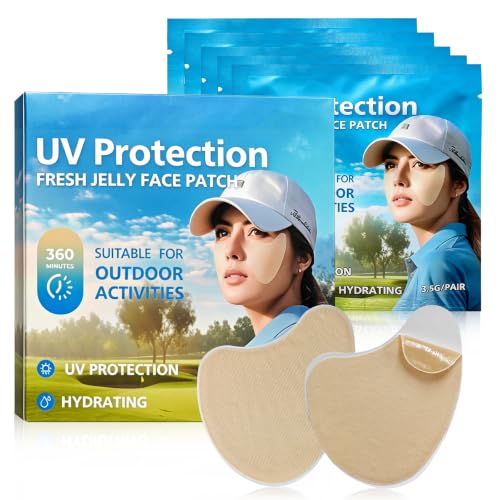 5-Piece Golf Sunscreen Patch, UV Protection Mask for Face Care, Hydrating Gel Cool Face Mask, Sun Protection UV Stickers, Suitable for Outdoor Sports, Cycling, Mountain Climbing