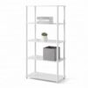 5-Shelf Bookcase, White Open Bookshelf Display Storage Organizer, Tool-Free Assembly Tiered Standing Shelf Unit for Home Office Living Room