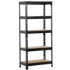 5-Tier Boltless Adjustable Steel Storage Shelf Unit, Black