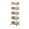 5-Tier Rolling Cart on Wheels, Multifunction Utility Storage Carts, Kitchen Storage Organizer Rack, Snack Storage Shelves, Mobile Shelving Unit for Bathroom, Laundry, Living Room, Office, Garage