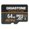 【5-Years Data Recovery】【Designed for Drone】GIGASTONE 64GB Micro SD Card, 4K Drone Pro Max, A2 V30 for DJI Drone, Gopro, 4K UHD Video Recording, R/W up to 95/35 MB/s, UHS-I U3 C10 Class 10 with Adapter