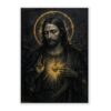 500-Piece Wood Jigsaw, Dark Gold Sacred Heart Jesus Art 20.5x15in