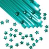 500-Strips Turquoise Foil Paper Strips for Making Origami Stars, Lucky Stars, Puff Stars. Reflective Mirror Shiny Paper Strips, 0.5 x 11 inch. (Turquoise, 500)