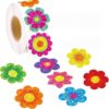 500Pcs 1 Inch Holographic Iridescent Flower Stickers Roll, Waterproof Vinyl Floral Sealing Labels for Water Bottle Tumbler Journal Scrapbooking Gift Envelope, DIY Craft Reward Gifts for Kids Adults