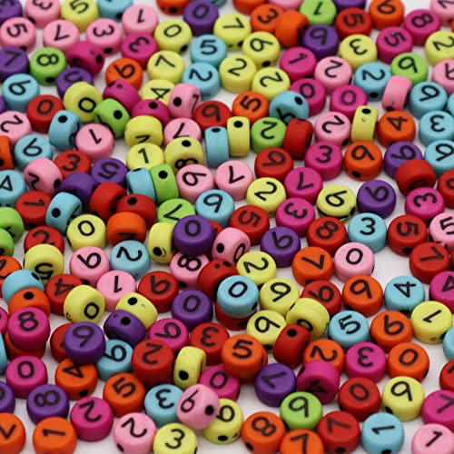 500 Pcs Acrylic Number Beads 4x7mm Mixed 0-9 Colorful Number Beads for DIY Jewelry Making Bracelets Necklaces Key Chains Handmade Gift